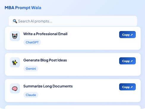 MBA Prompt Wala — AI Prompt Library screenshot