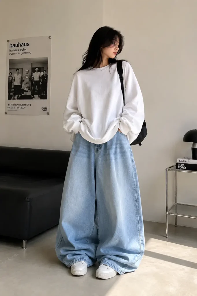 Oversized Sweatshirt & Baggy Jeans AI Prompt