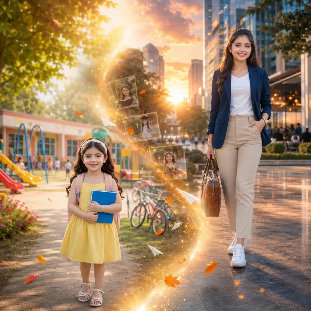 Childhood Photo to Adulthood AI Prompt
