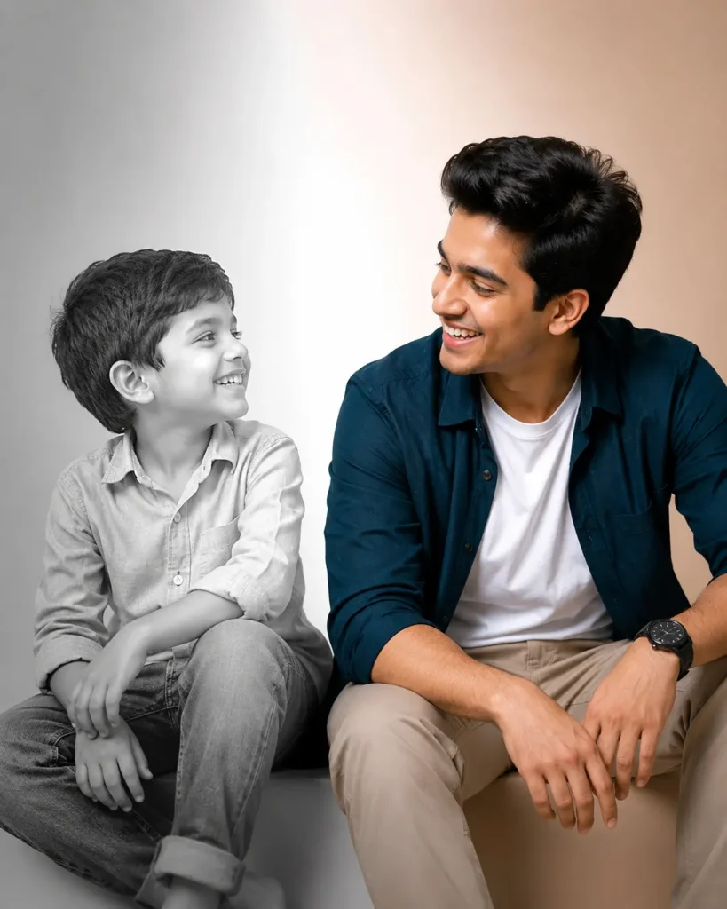 Childhood to Young AI Photo Editing Prompts Then & Now Photo Prompts