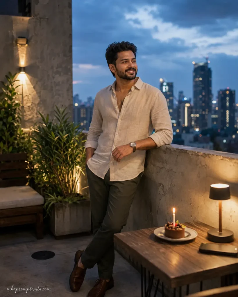 ChatGPT Birthday Prompt for Men – Outdoor Evening Portrait