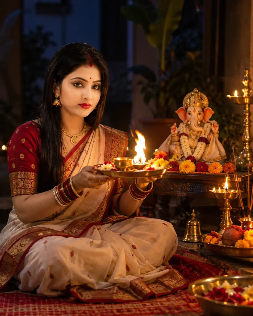 Ganesh puja prompt for the home aarti frame
