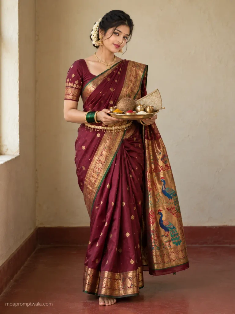 Red Saree Vat Purnima prompt