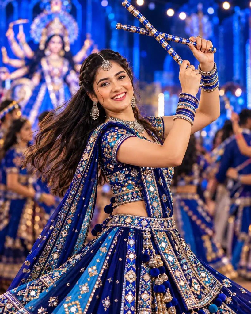Maa Kushmanda Royal Blue Navratri Portrait