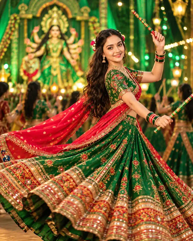 Maa Skandamata Green Navratri Portrait