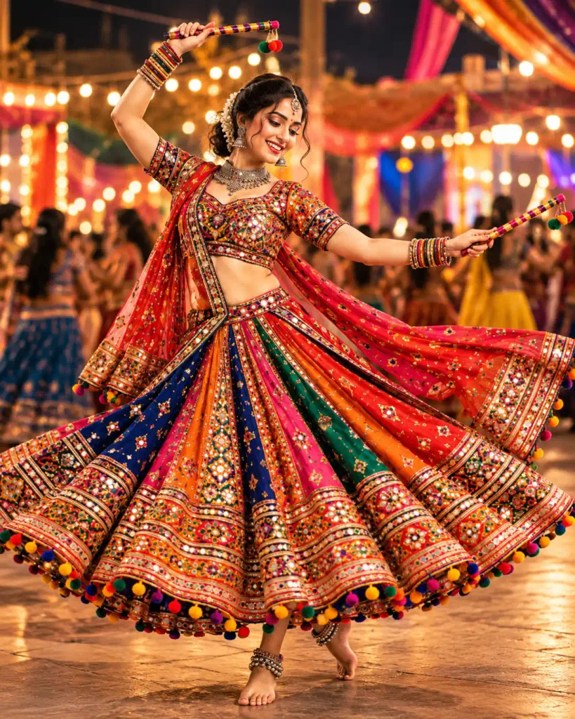 Third Day Maa Chandraghanta Colourful Dandiya Garba Navratri Portrait